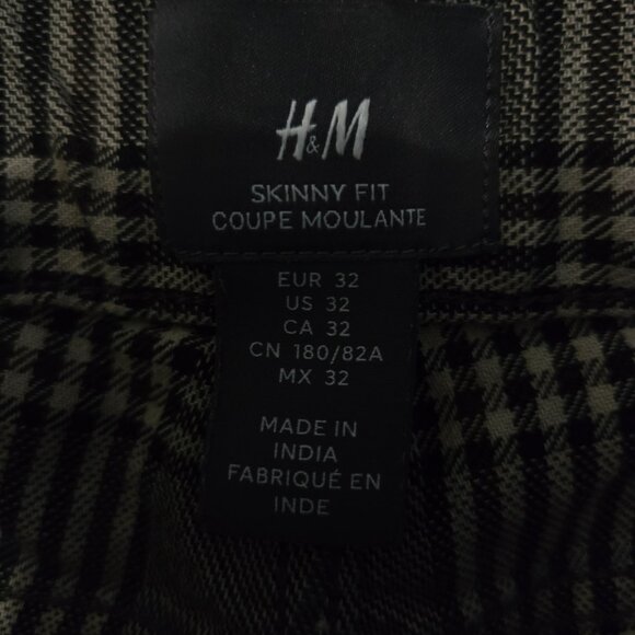 H&M Mens Tan Windowpane Plaid Skinny Fit Dress Slacks Pants, 32W - Picture 4 of 5
